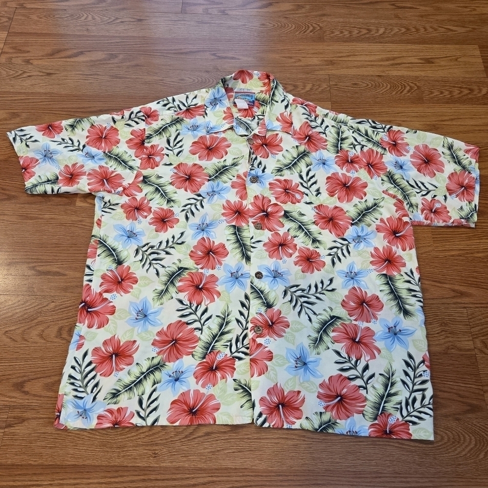 Reyn Spooner Joe Kealoha Hawaiian Shirt Mens XL Floral Lilly Hibiscus Yellow